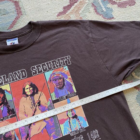 Homeland Security T Shirt Vintage Y2K Older Brother Core Protest Indian Brown M - Picture 5 of 6